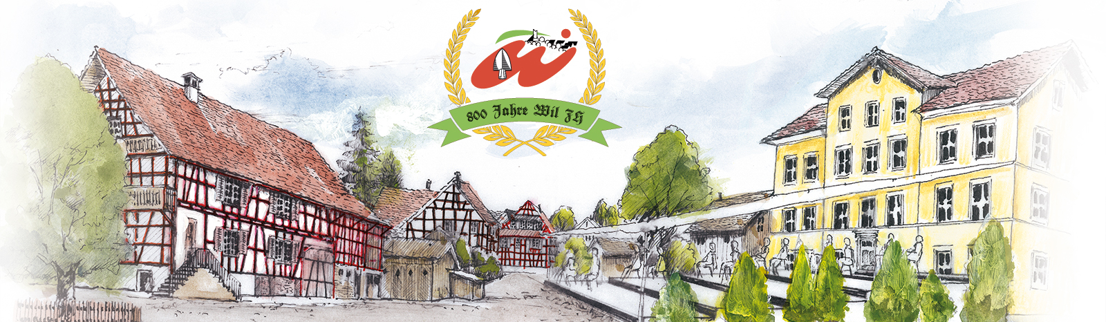 Bild Dorf Wil und Logo Jubiläum